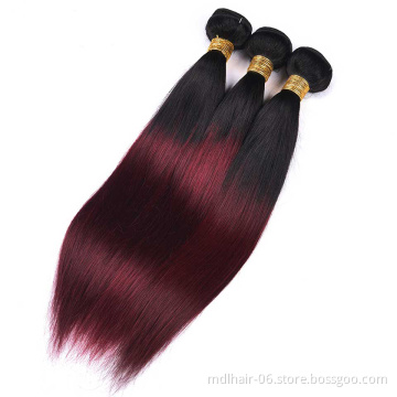 Pre Colored Ombre Human Hair Bundles Wholesale Top Quality Cuticle Aligned Virgin 1b/99j Ombre Brazilian Human Hair Extension